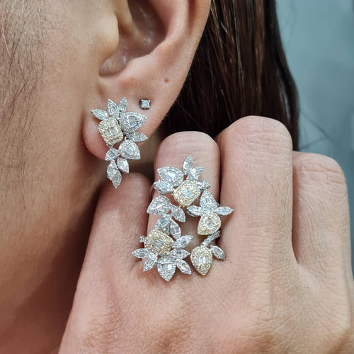 Angel Wings Cluster Shape Diamond Jewelry Set 14K