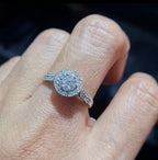 Classic Round Halo Paved Diamond Ring 18K