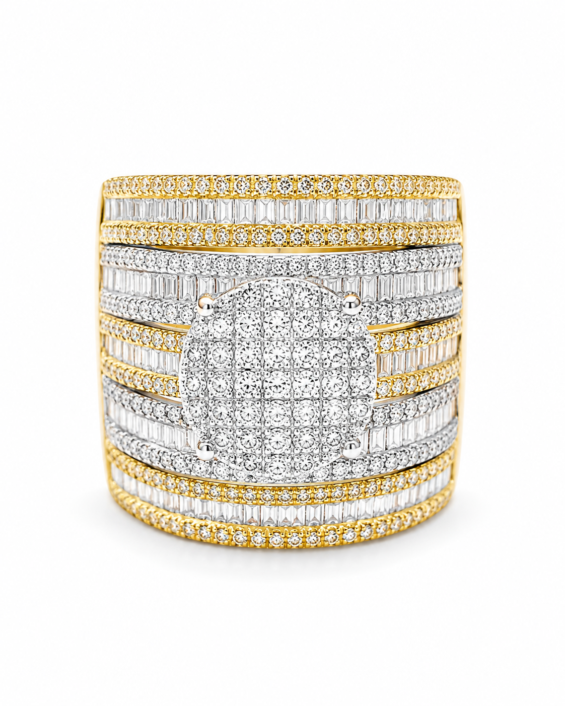 Classic Round Millionaire’s Half Eternity Statement Diamond Ring 14K