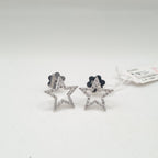 Star Paved Diamond Earrings 14K