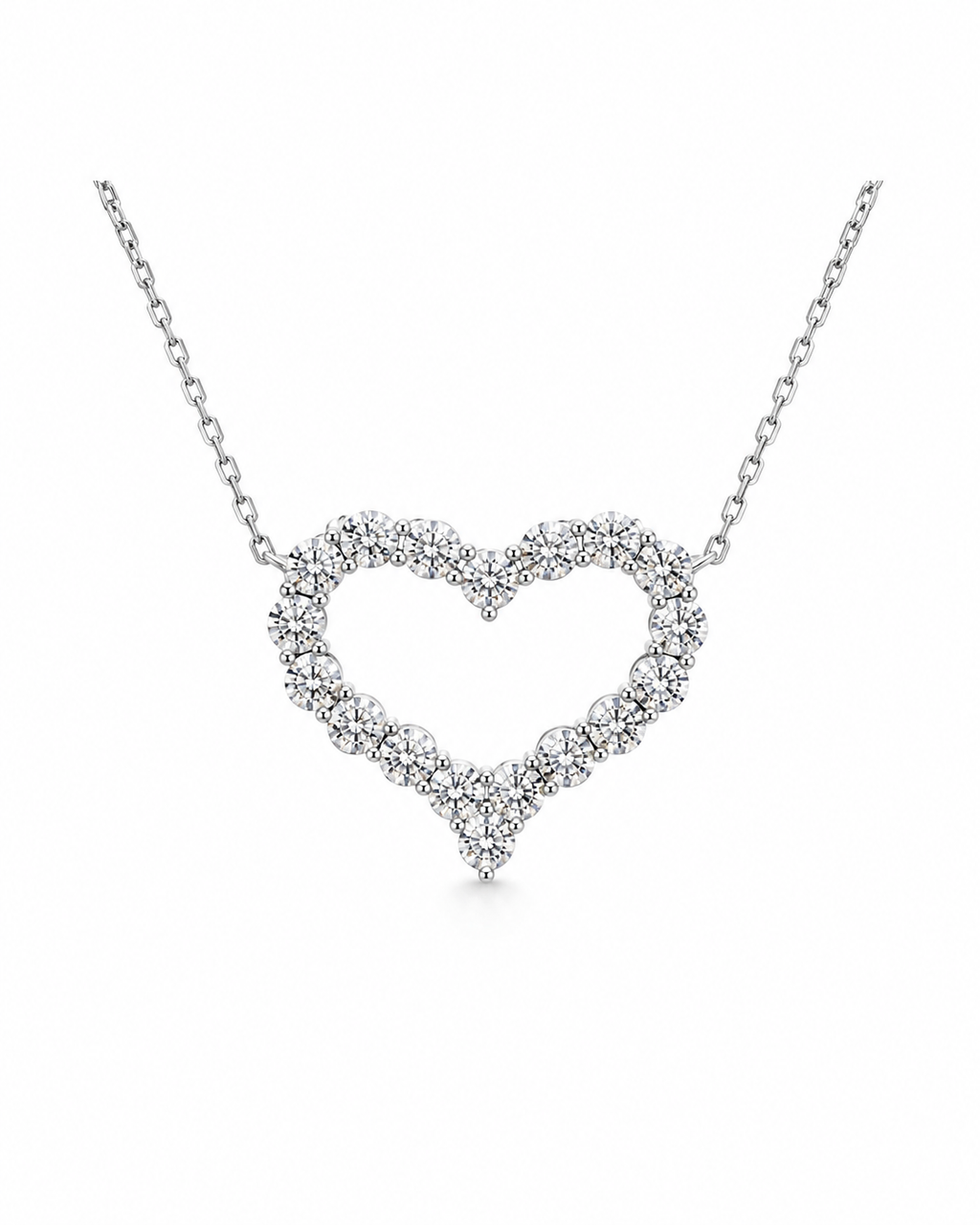 Classic Heart Enlarger Setting Diamond Necklace 14K