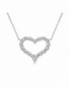 Classic Heart Enlarger Setting Diamond Necklace 14K