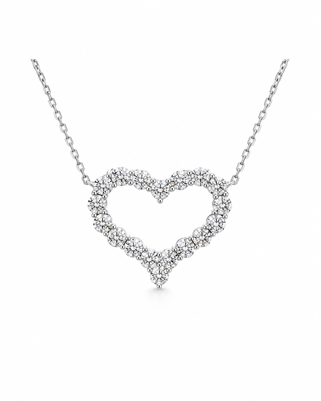 Classic Heart Enlarger Setting Diamond Necklace 14K