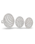 Classic Oval Baguette Stud Diamond Jewelry Set 14K