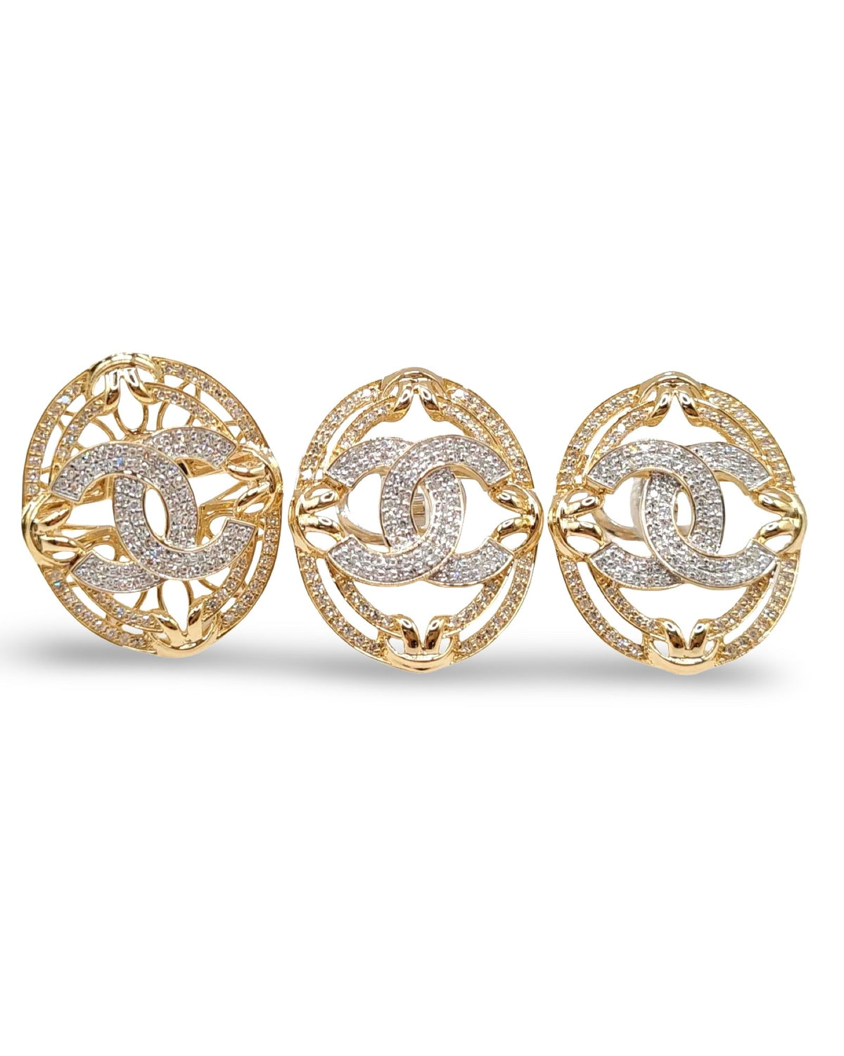 Golden Crossover Deco Diamond Jewelry Set 14K