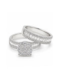 Classic 2in1 Round Paved Baguette Half Eternity Diamond Ring 14K