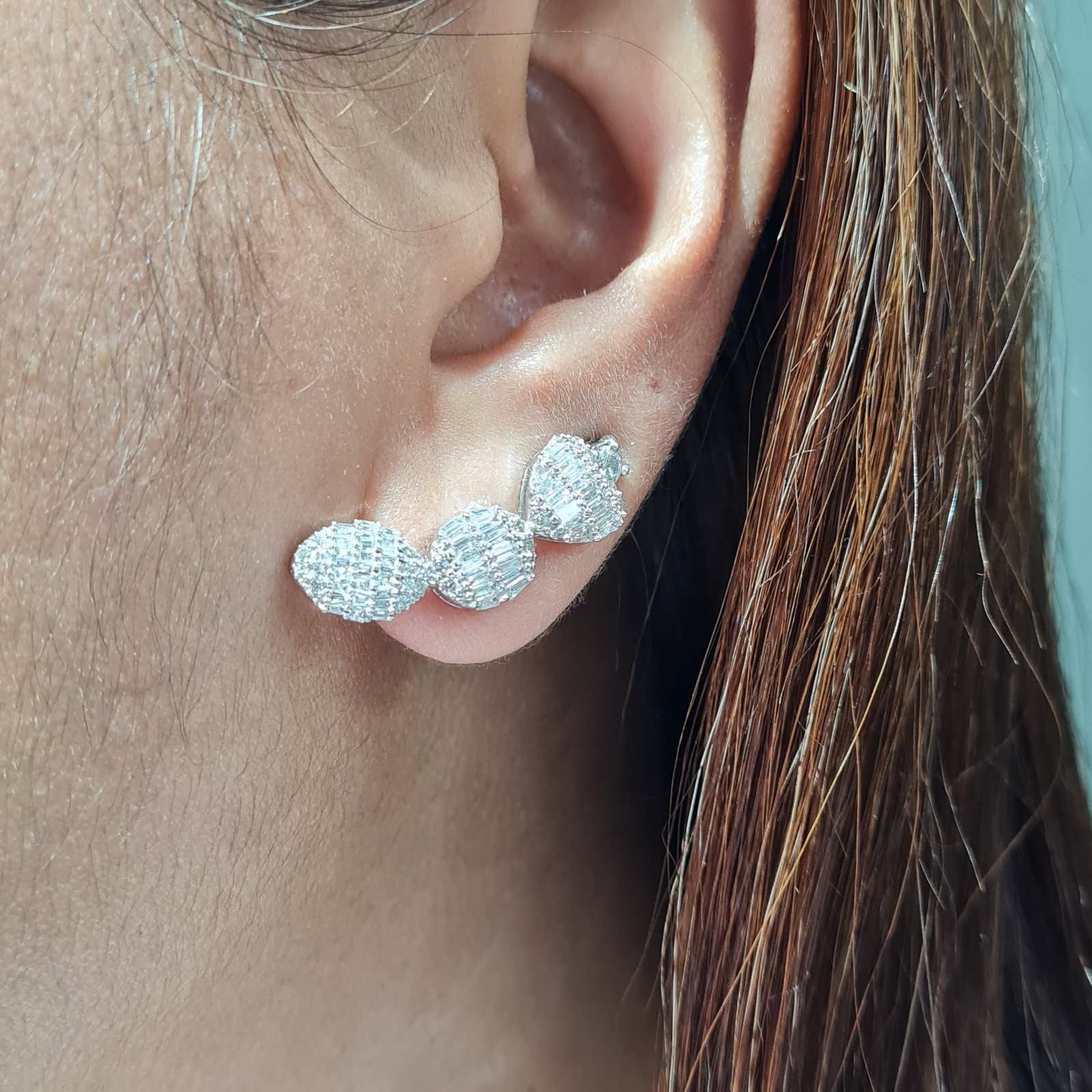 Multi Shape Baguette Diamond Earrings 18K