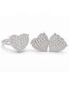 Classic Heart Paved Diamond Jewelry Set 14K