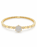 Classic Round Pave Studded Honey Comb Diamond Bracelet Bangle 14K