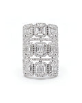 Classic Emerald Halo Layered Statement Diamond Ring 14K