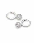 Classic Round Halo Dangling Hoop Diamond Earrings 14K