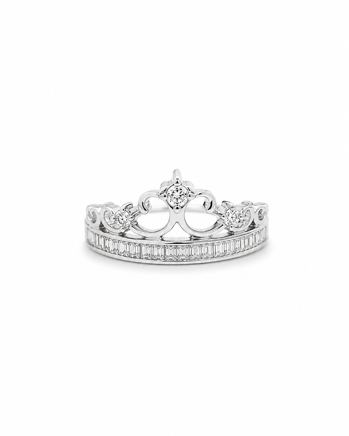 Classic Crown Half Eternity Diamond Ring 14K