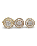 Golden Classic Round Halo Diamond Jewelry Set 14K