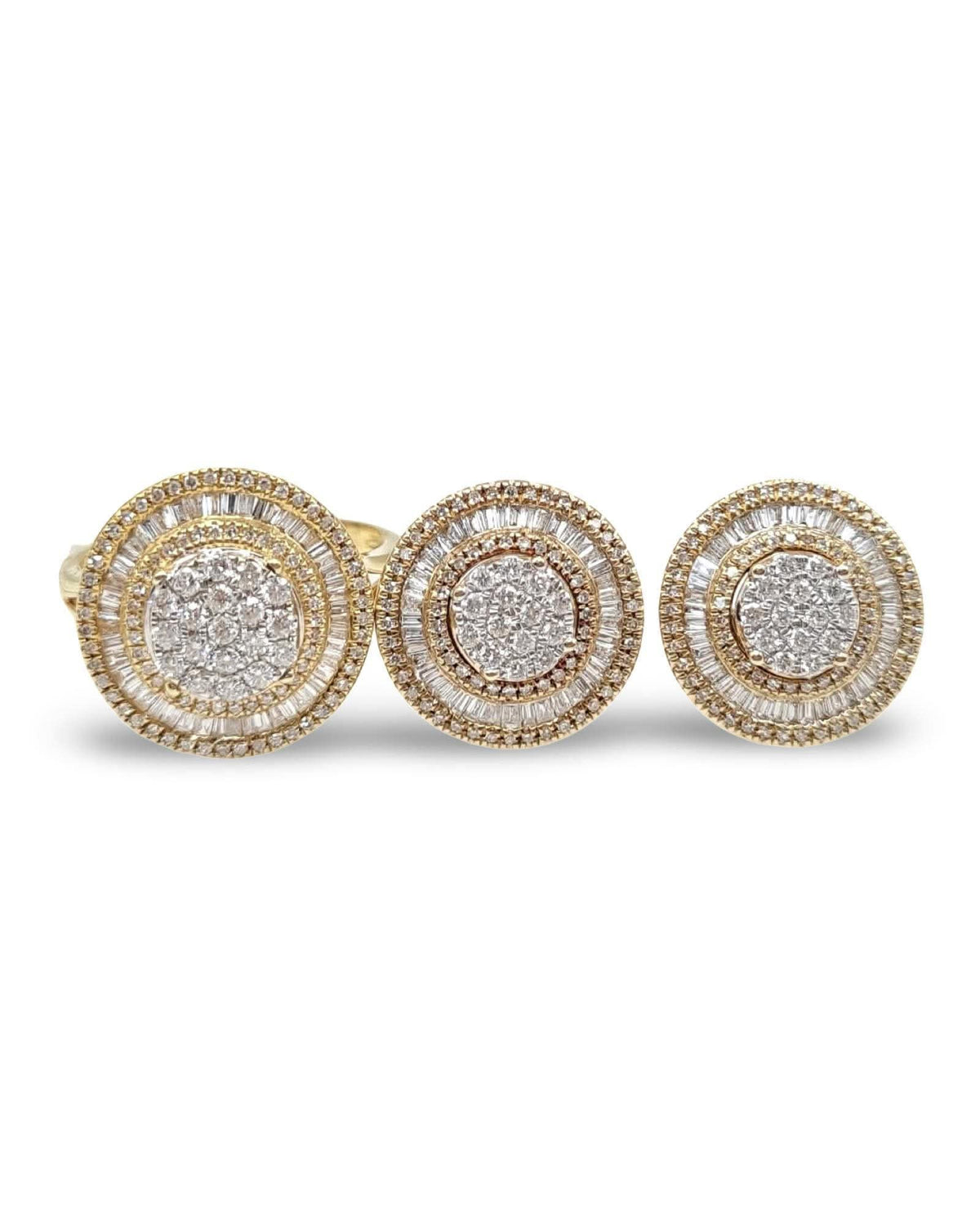 Golden Classic Round Halo Diamond Jewelry Set 14K