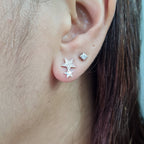 Classic Twin Star Diamond Earrings 14K