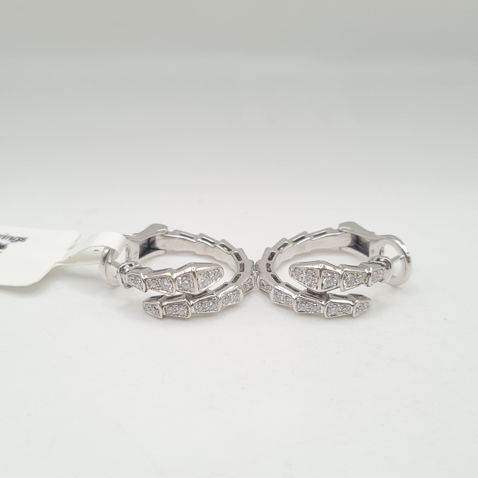 Serpent Hoop Paved Diamond Earrings 18K