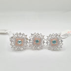 Fancy Blue Diamond Two Tone Cluster Jewelry Set 14K