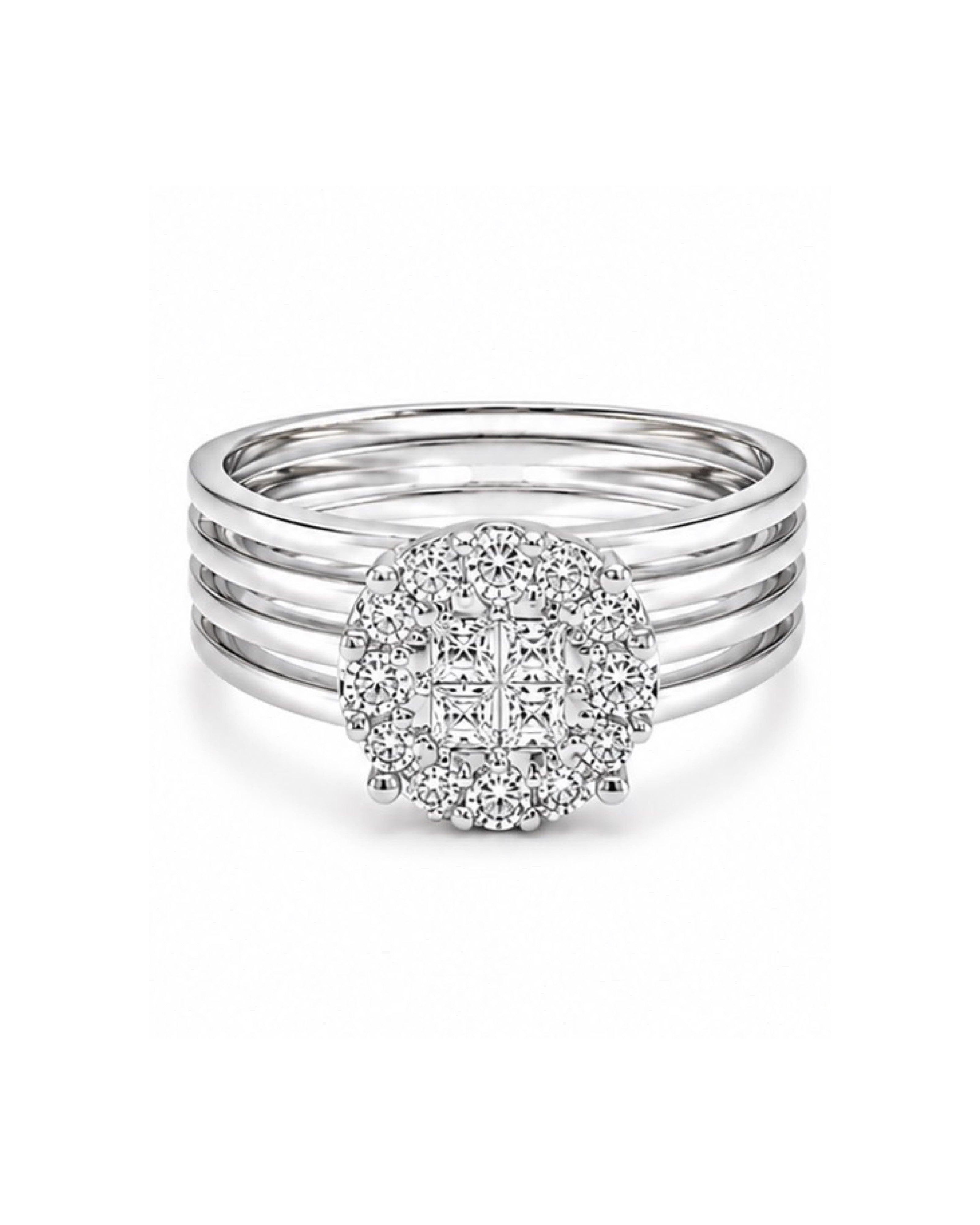 Classic Round Invisible Setting Layered Diamond Ring 14K