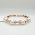 Rosegold 12mm South Sea Pearl Diamond Bracelet 18K 16cm