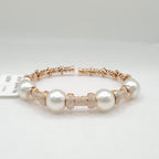 Rosegold 12mm South Sea Pearl Diamond Bracelet 18K 16cm