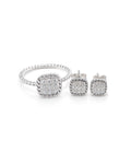 Classic Cushion Beaded Diamond Jewelry Set 14K