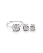 Classic Cushion Beaded Diamond Jewelry Set 14K