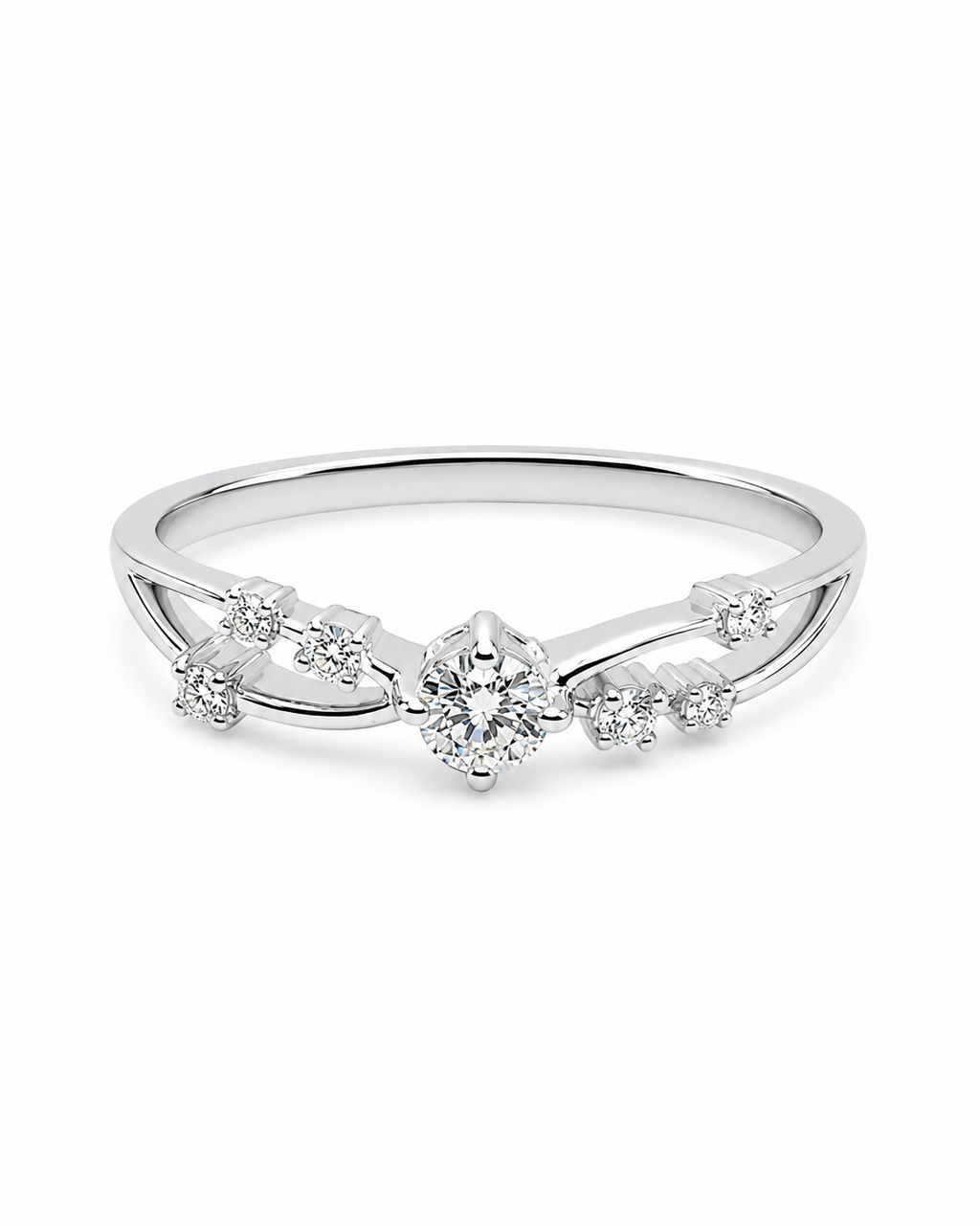 Classic Round Half Eternity Band Diamond Ring 18K