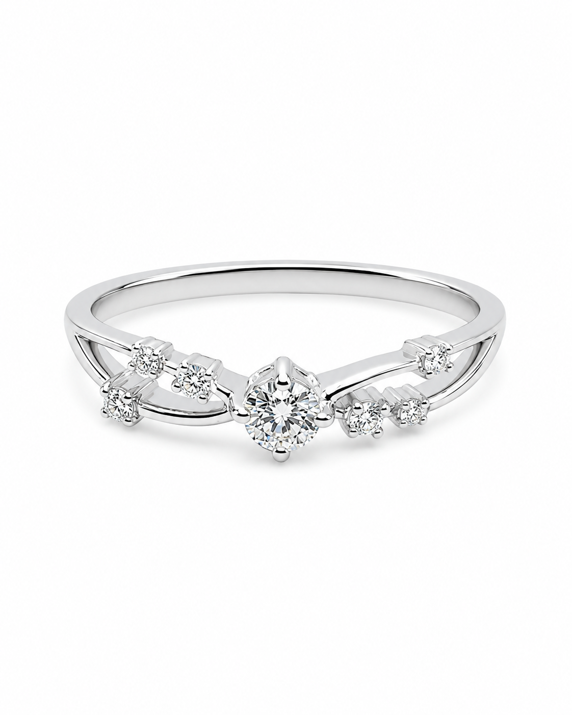 Classic Round Half Eternity Band Diamond Ring 18K