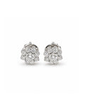 Classic Floral Round Solitaire Stud Diamond Earrings 14K