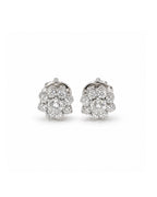 Classic Floral Round Solitaire Stud Diamond Earrings 14K
