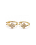 Classic Clover Beaded Hoop Diamond Earrings 14K