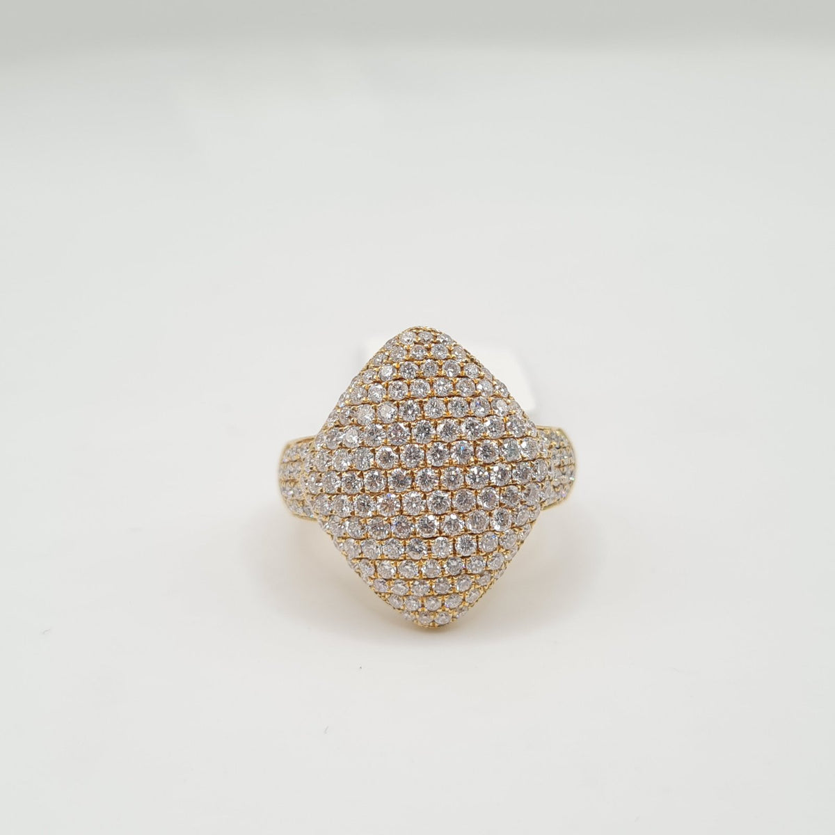 Golden Signet Dome Statement Diamond Ring 18K