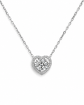 Classic Heart Invisible Setting Diamond Necklace 14K