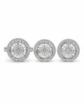 Classic Round Halo Baguette Stud Diamond Jewelry Set 14K