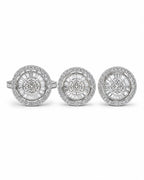 Classic Round Halo Baguette Stud Diamond Jewelry Set 14K