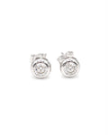 Classic 0.70cts Round Bezel Solitaire Stud Diamond Earrings 18K