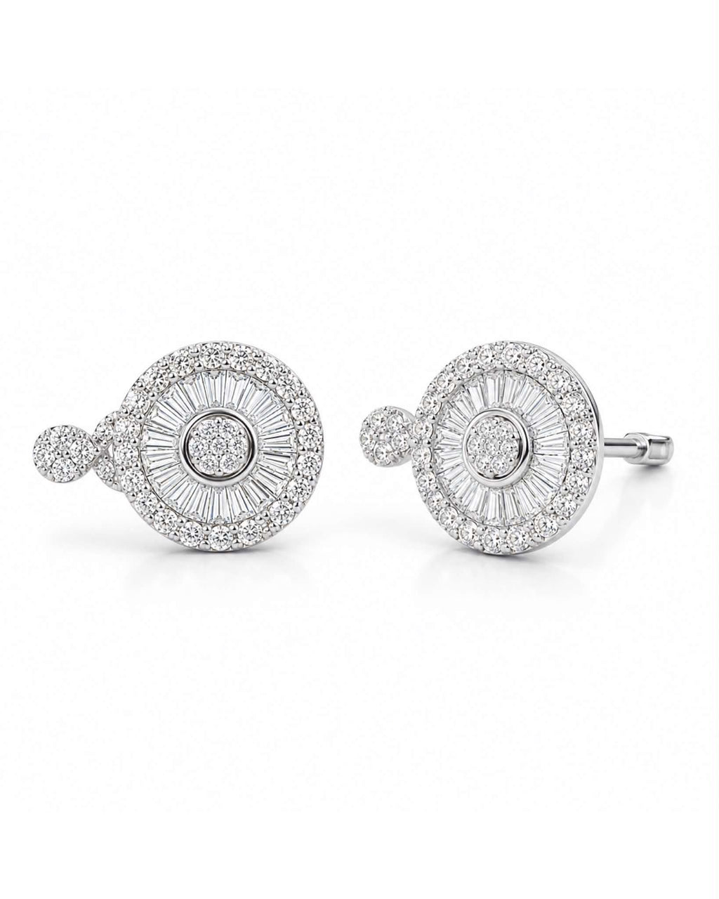 Classic Radial Round Paved Diamond Earrings 18K