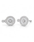 Classic Radial Round Paved Diamond Earrings 18K