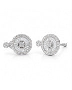 Classic Radial Round Paved Diamond Earrings 18K