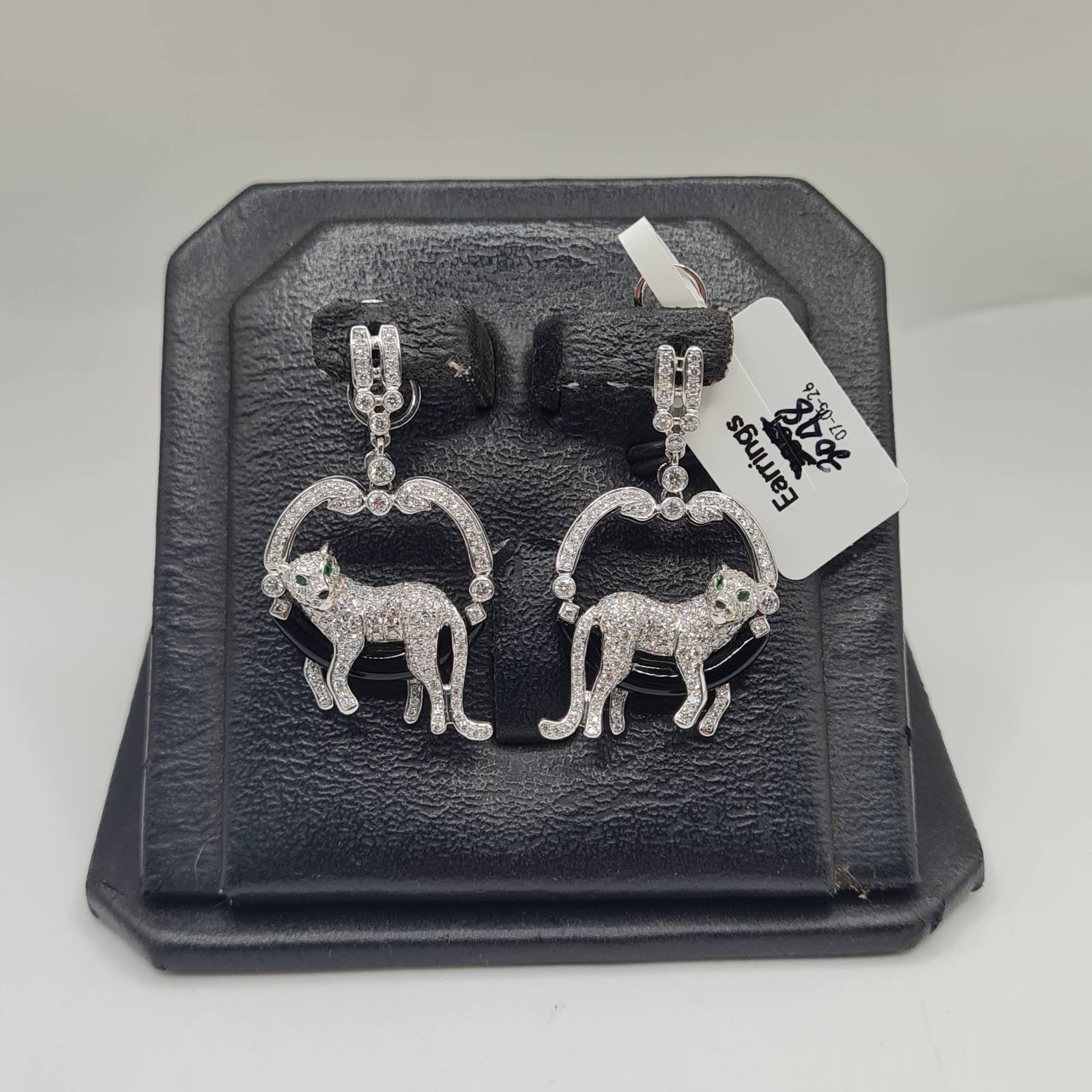 Panther Deco Drop Diamond Earrings 18K