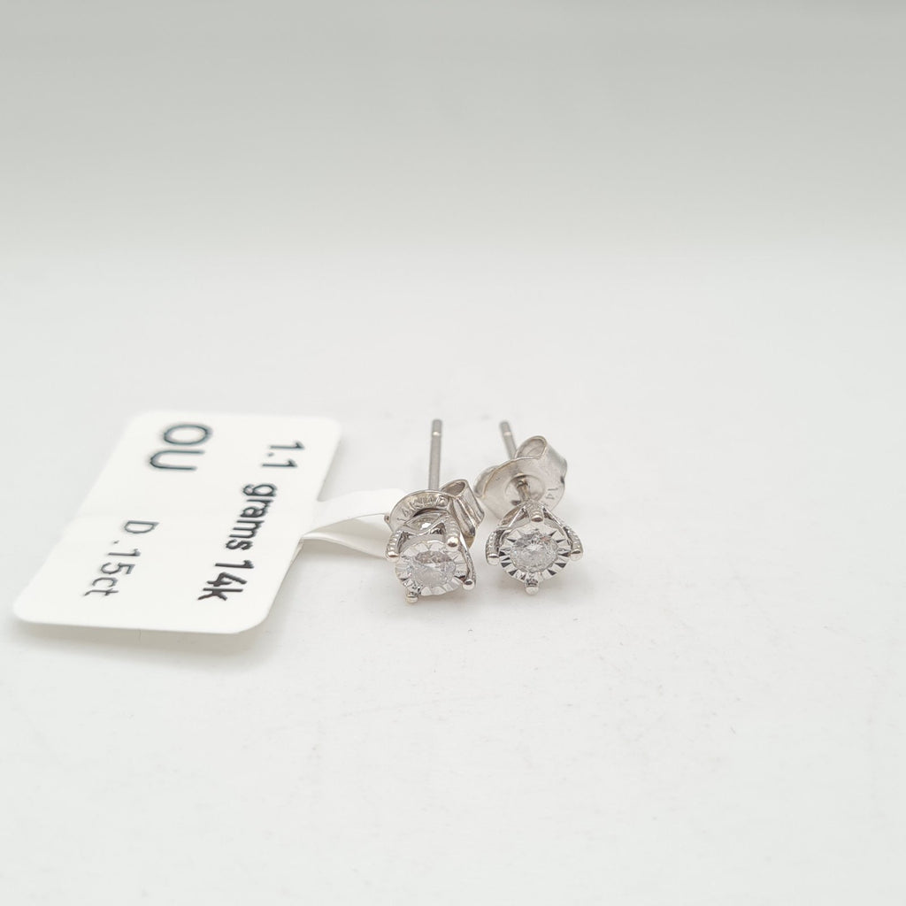 0.20cts Round Solitaire Enlarged Stud Diamond Earrings 14K