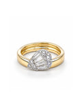 Classic Pear Golden Wave Band Diamond Ring 18K