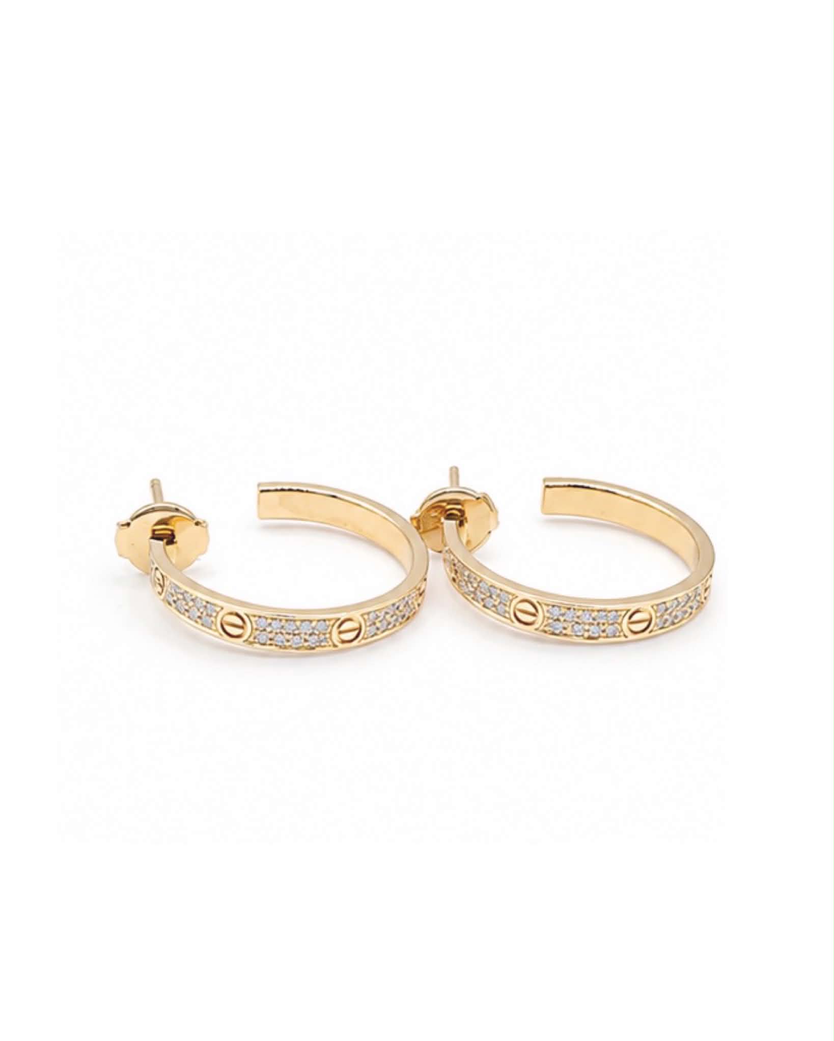 Classic Golden Creole Hoop Diamond Earrings 14K