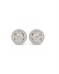 Classic 4ct Face Round Invisible Setting Halo Stud Diamond Earrings 14K