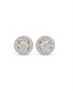 Classic 4ct Face Round Invisible Setting Halo Stud Diamond Earrings 14K