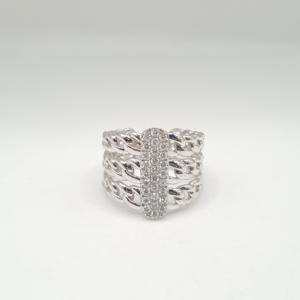 Stack Chain Statement Diamond Ring 14K