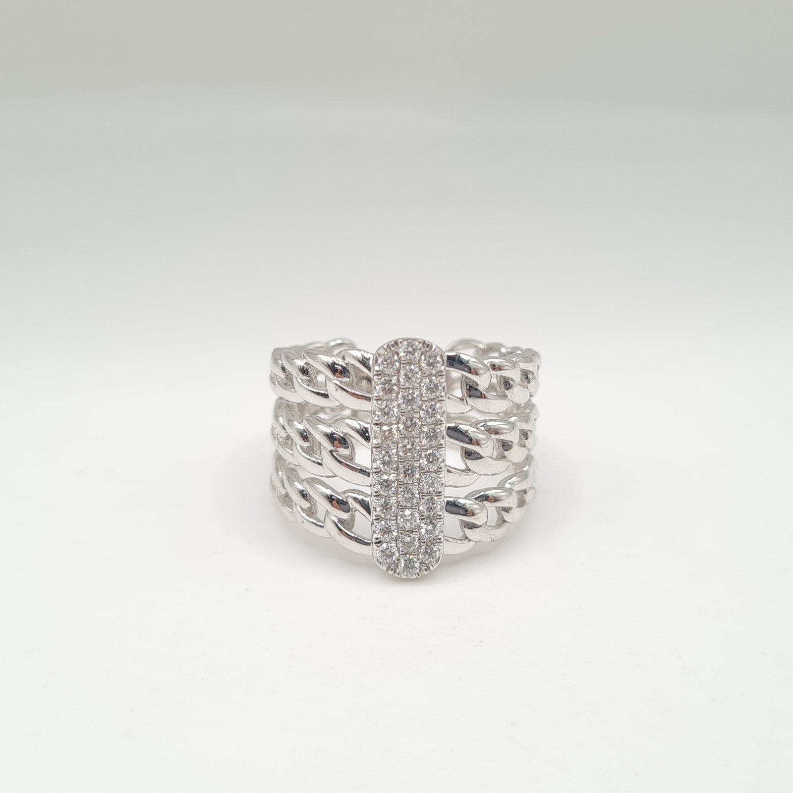 Stack Chain Statement Diamond Ring 14K