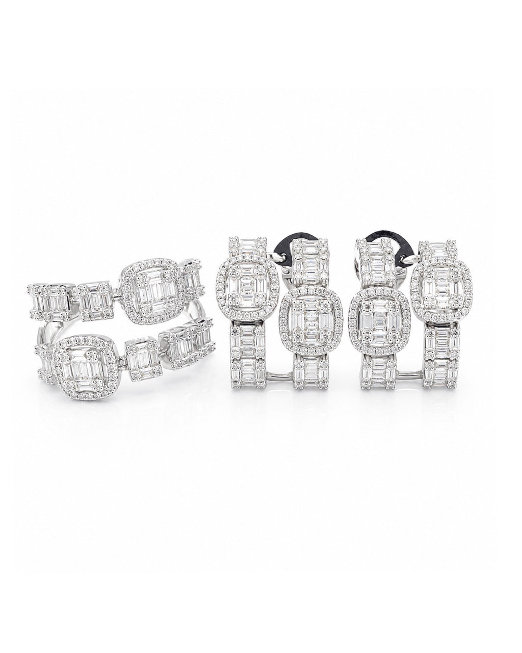 Classic Cushion Creolle Diamond Jewelry Set 14K