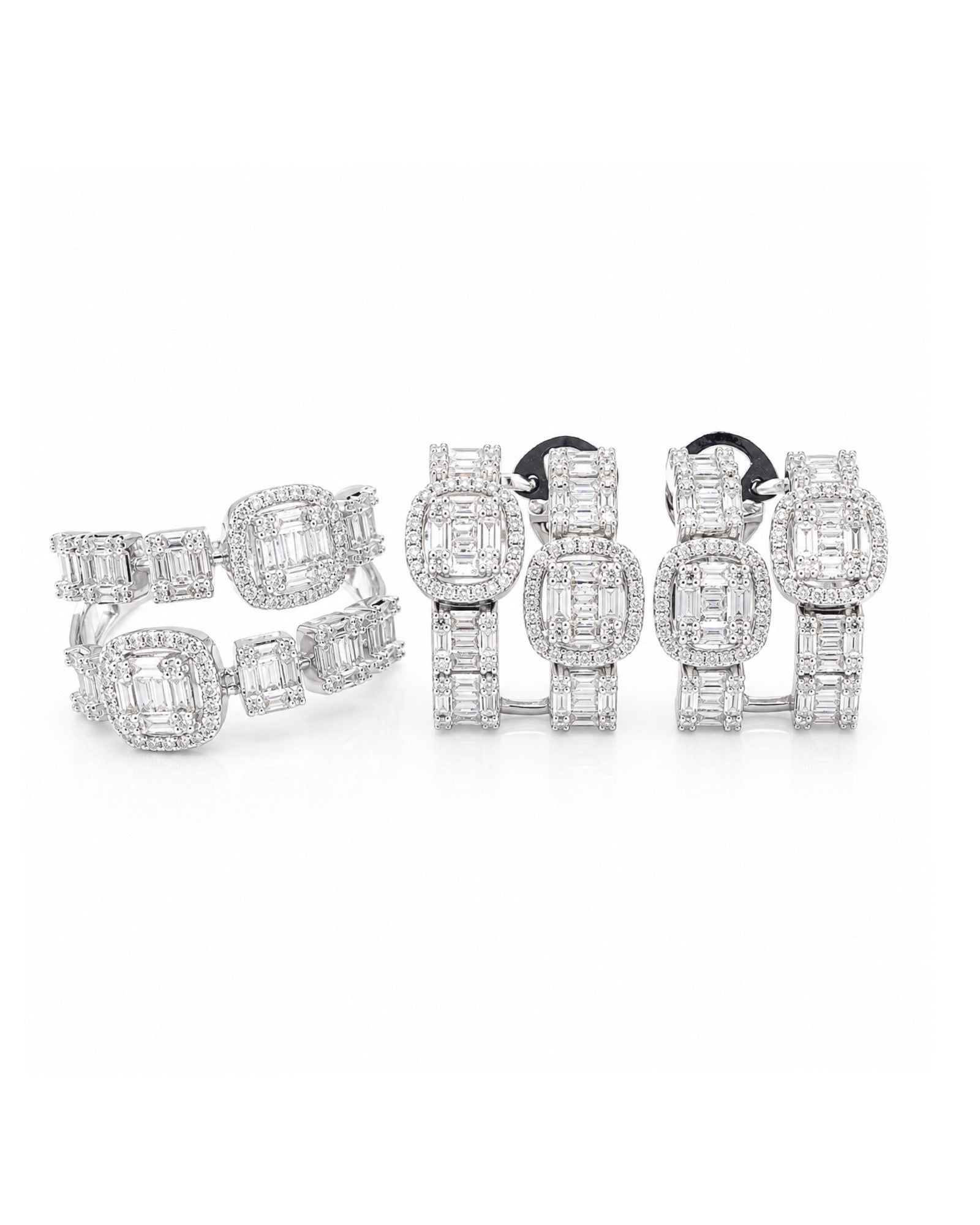 Classic Cushion Creolle Diamond Jewelry Set 14K