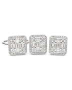 Classic Emerald Baguette Stud Diamond Jewelry Set 14K
